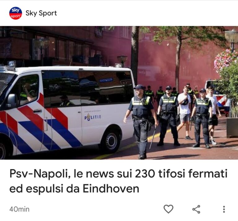 Espulsione tifosi del Napoli è arbitraria, da “pre-crime” Espulsione tifosi del Napoli è arbitraria, da “pre-crime”